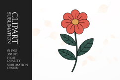 Red Daisy Flower Clipart PNG Product Image 1