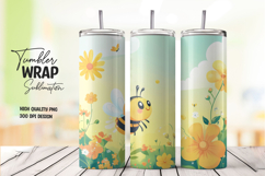 Floral Bumblebee Pattern Tumbler Wrap PNG Product Image 1