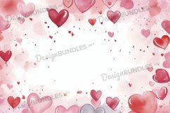Valentine hearts Flat Lay Background, Watercolor hearts Product Image 1