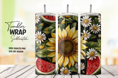Sunflower and Watermelon Rustic Floral Tumbler Wrap Product Image 1