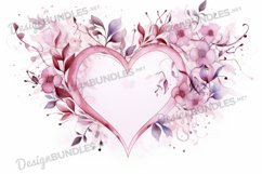Watercolor floral heart frame background Product Image 1