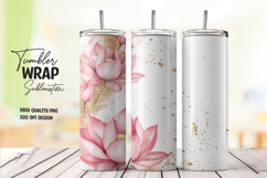 White Lotus &amp; Gold Dust Tumbler Wrap PNG Product Image 1