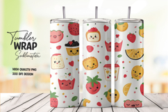 Kawaii Fruit Tumbler Wrap PNG Product Image 1