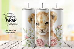 Floral Lion tumbler wrap png Product Image 1