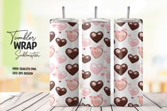 3D Heart pattern tumbler wrap sublimation png Product Image 1
