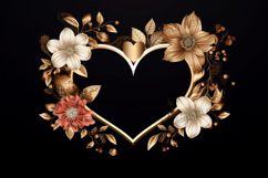Golden heart frame black background Product Image 1
