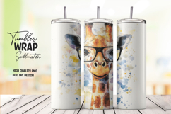 Giraffe with Glasses Tumbler Wrap PNG Product Image 1