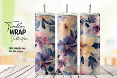 Blue Gold Watercolor Flower PNG Product Image 1