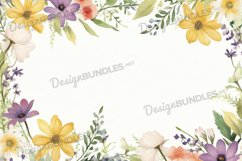 flower and leaves frame Flat lay background, Floral Digital Product Image 1