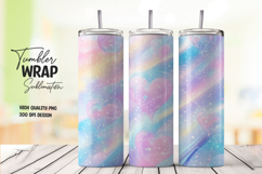 Glitter Rainbow Wave Stripes Tumbler Wrap PNG Product Image 1