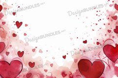 Valentine hearts Flat Lay Background, Watercolor hearts Product Image 1