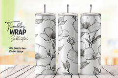 Black White Floral Tumbler Wrap Product Image 1