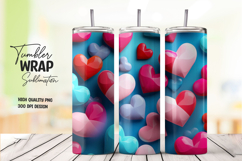 Blue Pink Heart Tumbler Wrap Product Image 1