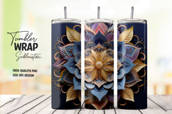 Blue Floral Watercolor Tumbler Wrap PNG Product Image 1