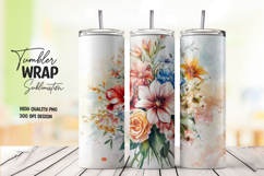 Colorful Abstract Flower Tumbler Wrap PNG Product Image 1