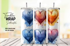 Watercolor heart pattern tumbler wrap sublimation Product Image 1