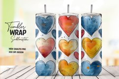 Watercolor heart pattern tumbler wrap sublimation Product Image 1