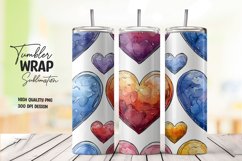 Watercolor heart pattern tumbler wrap sublimation Product Image 1