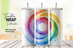 Watercolor Rainbow Circle Tumbler Wrap PNG Product Image 1