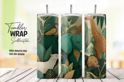 Tropical Jungle Giraffe and Leaves Tumbler Wrap PNG Product Image 1