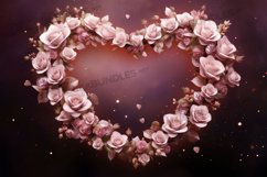 Floral heart frame Digital Paper, Floral heart Background Product Image 1