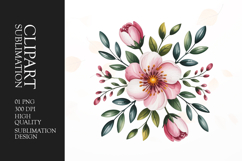 Pink Floral Bouquet Clipart PNG Product Image 1