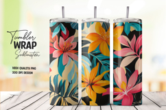 Orange Floral tumbler wrap png Product Image 1