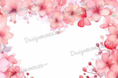Pink Flowers frame watercolor background Product Image 1