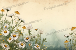 Wildflower watercolor background, wildflower digital paper Product Image 1