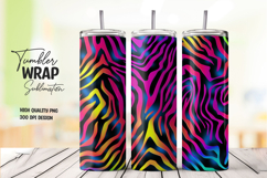 Rainbow Zebra 20oz Tumbler Wrap Product Image 1