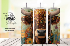 Autumn Leaf Cow Tumbler Wrap Sublimation PNG Product Image 1
