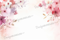 Watercolor Pink flower Frame background Product Image 1