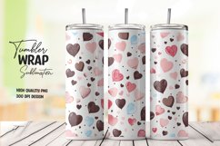 3D Heart pattern tumbler wrap sublimation png Product Image 1