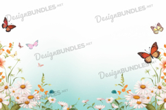 Butterfly flowers frame flat lay background Product Image 1