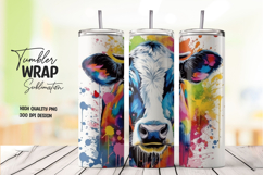 Abstract Cow tumbler wrap png Product Image 1