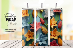 3D Dark Floral Tumbler Wrap Product Image 1
