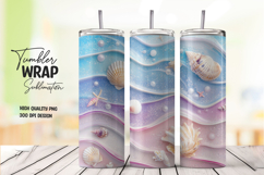 Seashell Waves Ocean Theme Tumbler Wrap PNG Product Image 1