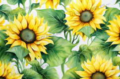 Seamless Bright Sunflower Leaf Pattern PNG Product Image 1
