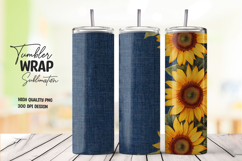 Sunflower and Denim Pattern Country Tumbler Wrap Product Image 1
