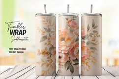 Cream Rose Garden tumbler wrap png Product Image 1