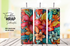Red Orange Tropical Floral Tumbler Wrap Product Image 1