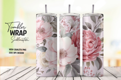 Pink Peony tumbler wrap png Product Image 1