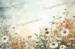 Wildflower watercolor background, wildflower digital paper Product Image 1