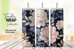 Blue Floral tumbler wrap png Product Image 1