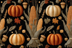 Autumn Pumpkins and Corn Harvest Fall Background Product Image 1