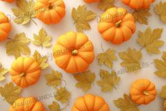 Pumpkins with Yellow Maple Leaves Autumn Background Product Image 1