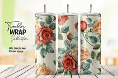 Red Rose tumbler wrap png Product Image 1
