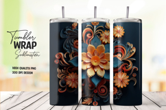 Blue Flower Watercolor Tumbler Wrap PNG Product Image 1