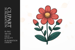 Red Flower Stem Clipart PNG Product Image 1