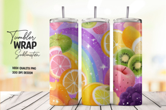 Juicy Citrus Fruit Rainbow Tumbler Wrap Sublimation PNG Product Image 1